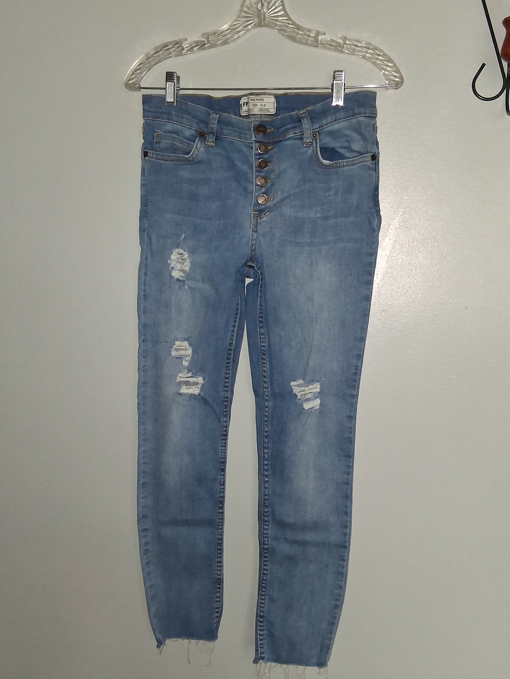 Free People Light Blue Distressed Ankle Skinny Jeans